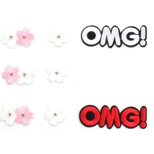 10pcs Embroidery Cherry Blossom Flower Patches For Girls Clothes Bags Shoes Hats Shirts Dress Stickers DIY Iron On flower Badge