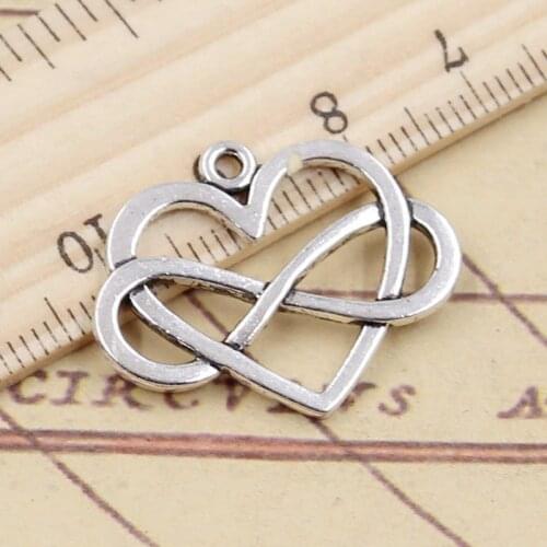 10pcs Charms Heart Infinity Love Forever 22x27mm Tibetan Silver Color Pendants Antique Jewelry Making DIY Handmade Craft