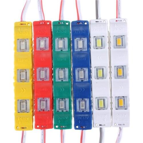 20pcs/lot DC12V 5630 SMD 3 LED Module Injection Waterproof IP55 Decorative Hard Strip Bar Light Lamp White Red Green Yellow Blue