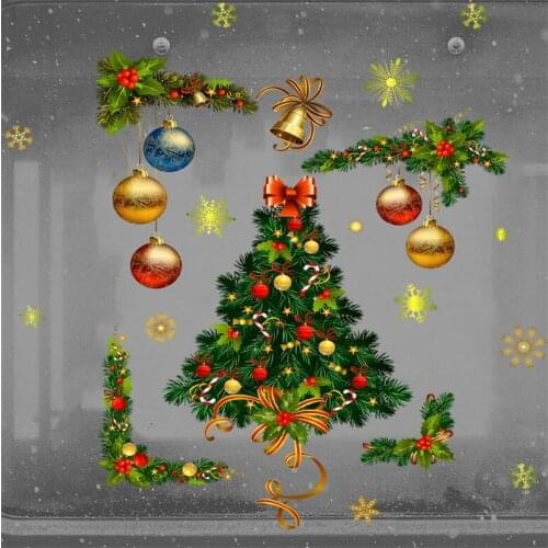 2021 Golden balloon Christmas tree wall decoration window glass decoration wall decal Christmas decorations art mural