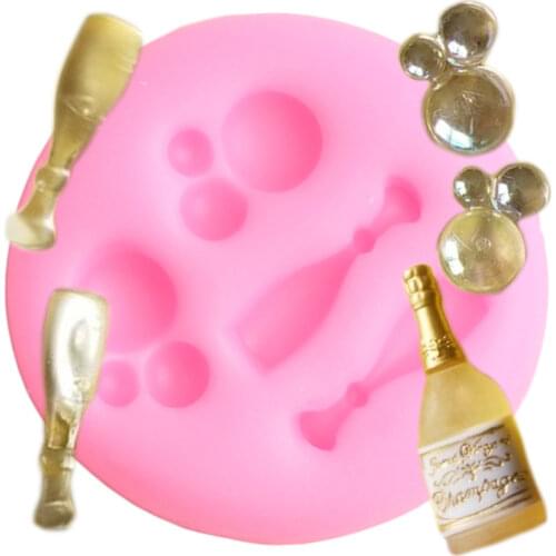 3D Bottle Silicone Mold Wedding Champagne Fondant Cake Decorating Tools DIY Cupcake Baking Candy Chocolate Gumpaste Moulds