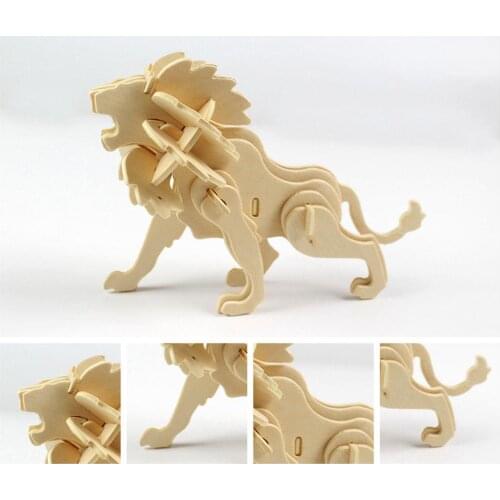 3D Wooden Blank Puzzles DIY Animal Model Crafts Kits Education Kids Toy Gift
