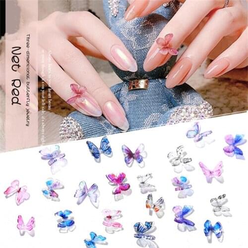 4Pcs 3D Nail Art Decoration Crystal Butterfly DIY Beautful Nail Styling Tools for Manicure Glitter Butterfly Rhinestones