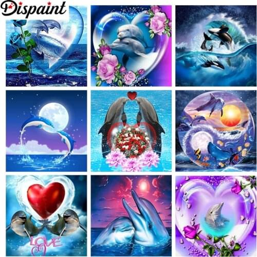 Dispaint 5D Diamond Embroidery Needlework Kit "Animal dolphin landscape" Diy Diamond Painting Cross Stitch Home Decoration Gift