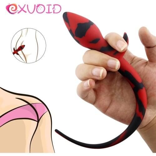 EXVOID Role Play Dog Slave Tail Anal Plug Prostate Massage Butt Plug Adult Sex Toys for Couples Sex Shop Silicone Flirting