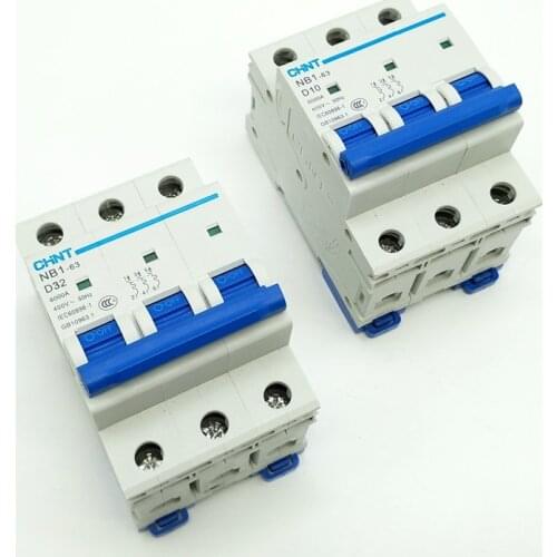 CHINT Circuit Breaker NB1-63 Mini Circuit Breaker 3 poles 6KA C6A C10A C16A C20A C25A C32A C40A C50A C63A D6A D10A D32A