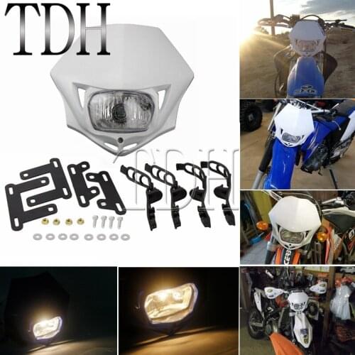 White Universal Dual Sport Motorcycle Headlight Dirt Bike Head Lamp Motocross for HONDA XR CRF 150 230 250 450 Headlight Fairing
