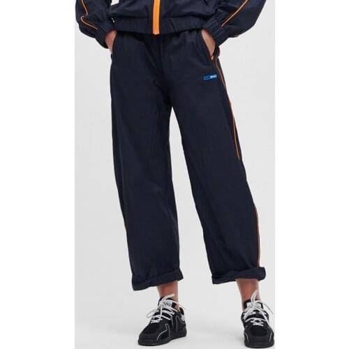 2021 Autumn Casual Pants Contrast Color Embroidery Trousers Loose Elastic Waist Sports Womens Straight-leg Pants