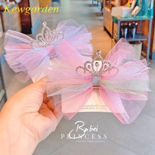 Kewgarden Korean version of childrens hair accessories with gradient rainbow bow girls hairpin 2Pcs