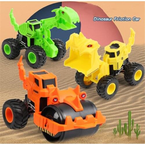 Dinosaur Toys Friction Car Tyrannosaurus Engineering Vehicle Bulldozer Excavator Model Boys Children Birthday Gifts
