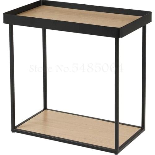 Sofa Side Narrow Bedside Table Simple Shelf Side Cabinet Nordic Iron Table Small Tea Table Square Table Side Table