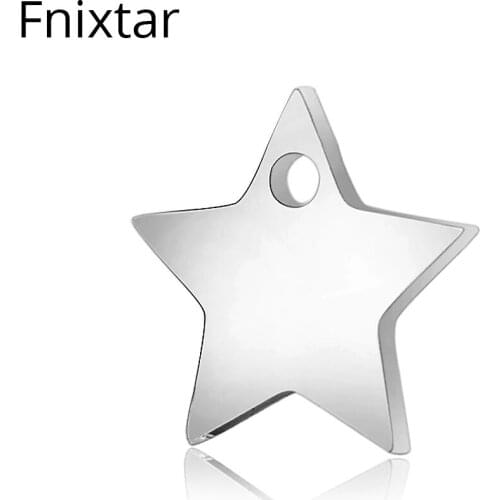 Fnixtar High Polished 316L Stainless Steel Star Cutting Charms Pendant Handmade Jewelry Bracelet Charms 11.1*11.6mm 20pcs/lot