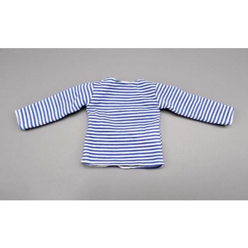 1/6th Blue striped Undershirt Navy Long Sleeves For Mostly 12 inch Doll Figures Collectable