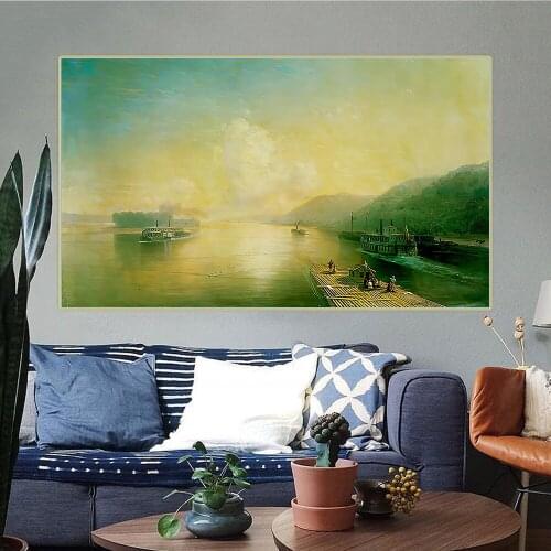 Holover Ivan Aivazovsky"Volga near Zhiguli" Canvas Oil Painting Romanticism Poster Wall Art Aesthetic Home Interior Decor