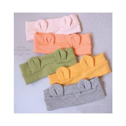 Newborn Headband Cotton Solid For Girl bear Ear Hairbands Turban Knot Headband Kids Accessoire