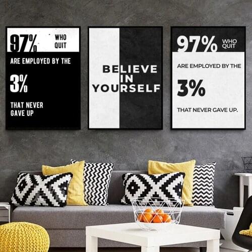Black White Letters Inspirational Motivational Quote Art Posters Prints Canvas Painting Wall Art Pictures for Office Home Decor