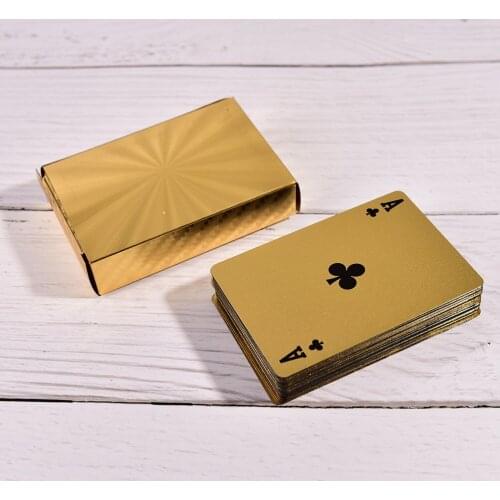 Gold Foil Playing Cards Texas Hold'em Poker Gold Foil Plated Poker Card Funny High-grade games 1 set Marbit