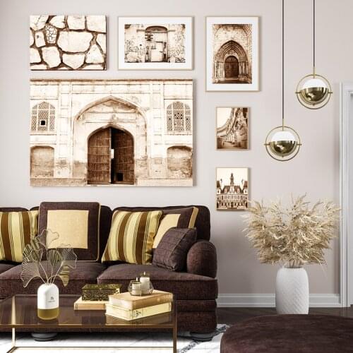 Retro Building Street Door Canvas Painting Home Decoration Wall Art Posters And Print For Living Room Vintage Corridor Picture