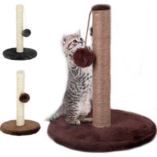 Cat Scratching Post Scratch Pole with Natural Sisal Rope and Hanging Ball Toy for Small Cats and Kittens Toys Interactive