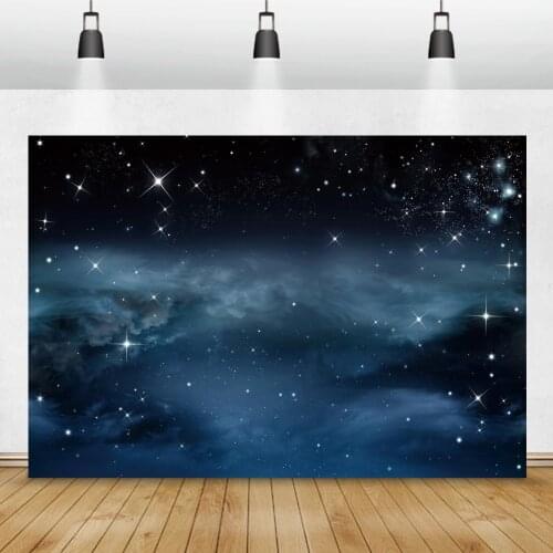 Laeacco Night Starry Sky Clouds Glitters Baby Shower Newborn Backdrops Photography Backgrounds Photophone For Photo Studio Props