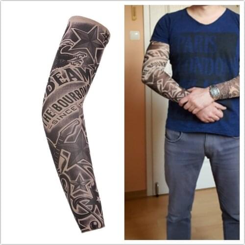 Summer Outdoor Cycling Sport Tattoo Sleeve 3d Print Fake Sleeves Man Arm Warmers Mangas Para Brazo Cool Womens Long Arm Sleeves