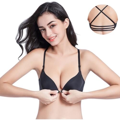 Fashion Women Bra Seamless Bra Front Closure Push Up Bra Padded Underwire Sexy Backless Underwear Female
