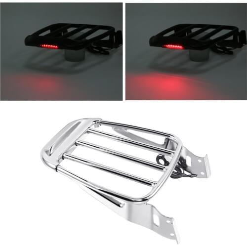 Motorcycle Two-Up Luggage Rack with LED Light For Harley Sportster XL Iron 883 1200 2004-2019 Dyna Street Bob SuperLow 2006-2017