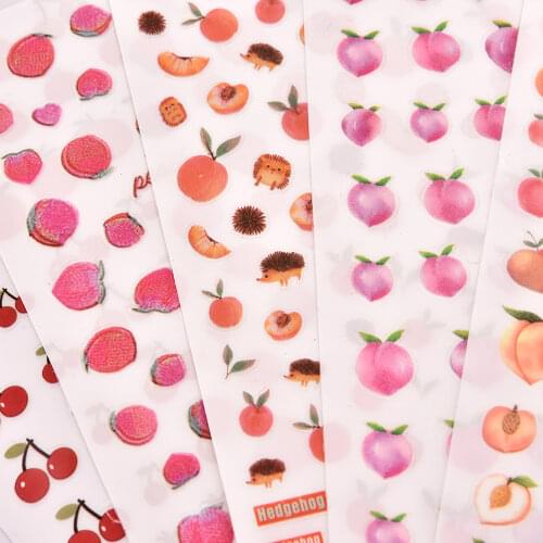 Soft Fruit Design Nail Art Sticker Strawberry 3D Engraved Peach Cherry Self Adhesive Quality Nail Decorations Waterproof Decals
