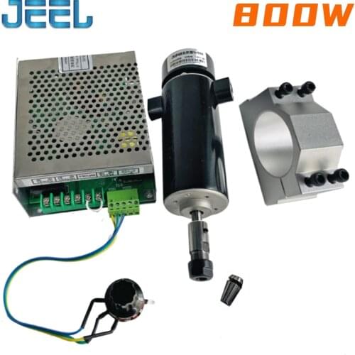 800W Air-cooled External Carbon Brush Spindle Motor Clamp Kit ER11 Chuck , DC110V Power Supply Speed Governor For CNC Engraver