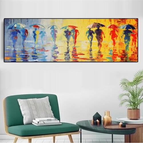 Big Size Nordic Landscape Poster Oil Painting Printed on Canvas Abstract Rain Wall Pictures for Living Room Cuadros Home Decor