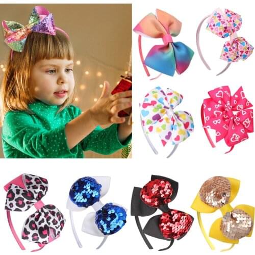 37Styles Baby Girl Big Bow Print Sequin Headband for Girls Handmade Flower Hair Hoop Kids Gift Headwear резинки для волос детям