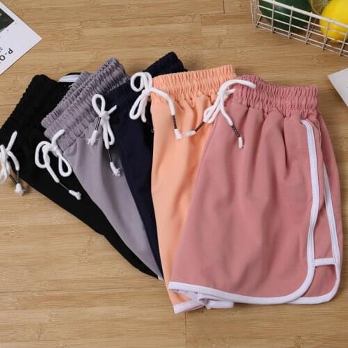 2020 new arrival Sports Shorts Women Summer Candy Color Anti Emptied Skinny Shorts Casual Lady Elastic Waist Beach Short Pants