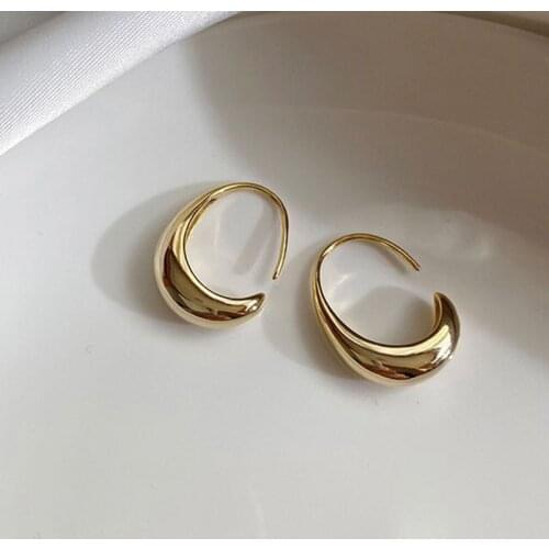 SIPENGJEL Fashion Geometric Metal Style C Shape Earrings For Women Korean Style Gold Plated Stud Earring Fine Jewelry 2021