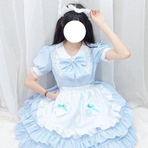 Student Lolita Maid Dress Japanese Kawaii Lingerie Anime Cartoon Halloween Cosplay Maid Role Play Costomes Gothic Lolita Skirt