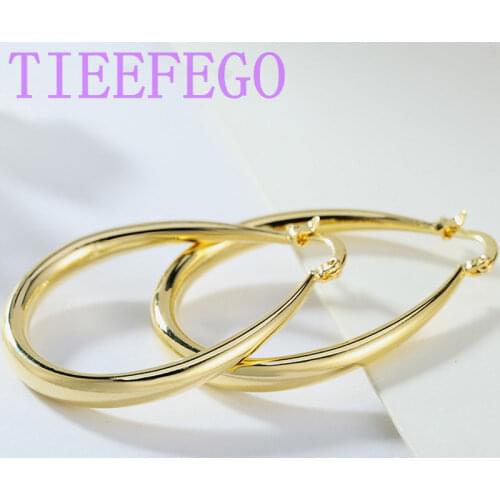 Женские золотые серьги TIEEFEGO China At AliExpress