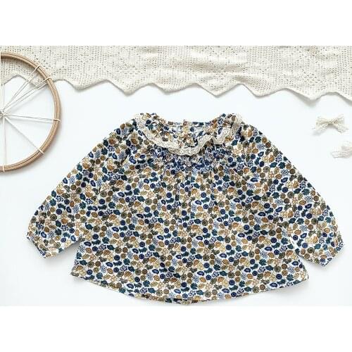 Toddler Floral Blouse Baby Girls Smocking Print Tops Spring Autumn Clothing 0-4Y