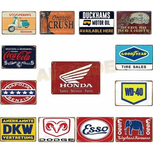 Motor Oil Antique Tin Signs, Vintage Garage Man Cave Retro Drinks Posters Bar Pub Wall Decor