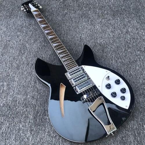 High-quality 360 electric guitar, 12 strings, half-empty core, black paint, rose fingerboard, double output postage