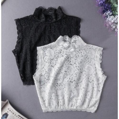 Women Turtleneck Detachable Collar Lace Floral Sweater Shirt False Collars Female Solid Color Fake Collar Neckwear Neck Scarf
