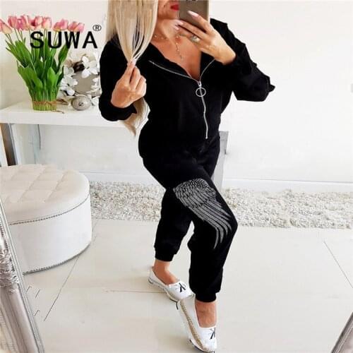 High Street Fashion Workout Clothes Matching Sets Women 2 Pieces Outfits Zipper Long Sleeve Jacket Top Hip Hop Pants Wholesale