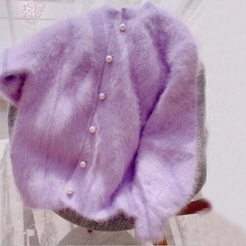 Women Real Mink Cashmere Keep Warm Cardigans Pearl Button Natural Cashmere Sweater New for 2021 Lady Highstreet wear wsr762