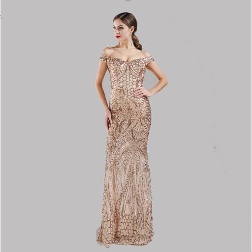 Strapless Sequin Dress 2019 Womens Maxi Dresses Slim Elegant Fit and Flare Formal Long Dresses Prom Party Dress