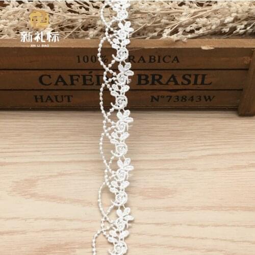 15 Yards Width 2cm White Water Soluble Lace Trim Ribbon Flower Embroidery Lace Fabric DIY Clothing Apparel Sewing Materials