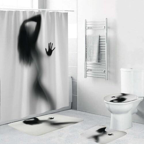 180cmx180cm Bathroom Set Shower Curtain Non-slip Mats Bath Carpets Toilet Seat Cover Lid Floor Mat Waterproof Bathroom Decor