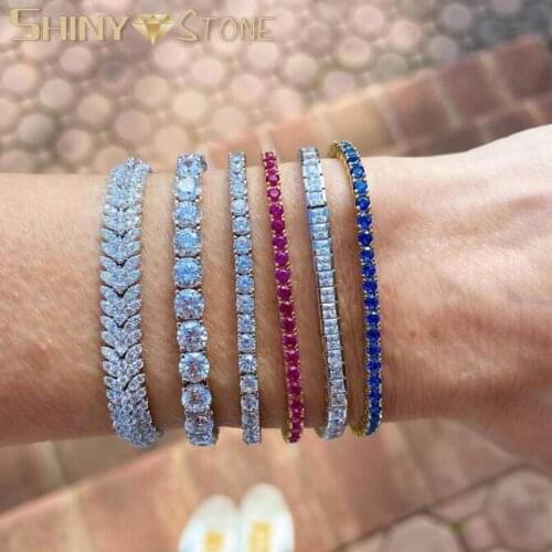 Dazzling Bling 1 Row Iced Out AAA Cubic Zircon Tennis Chain Bracelet Bangle 2020 Women Men Romantic Wedding Party HipHop Jewelry