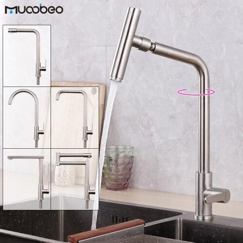 304 Stainless Steel Kitchen Faucet Deck Mounted Single Handle Cold Water Faucet Brushed Nickel Sink Tap