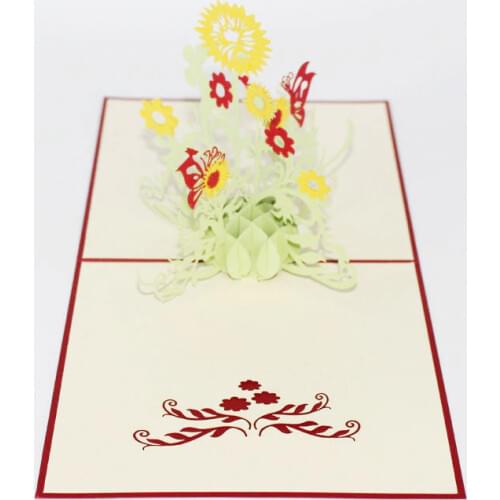 3D Laser Cut Handmade Carving Sun Flower Paper Invitation Greeting Cards PostCard Birthday Party Teachers' Day Creative Gift