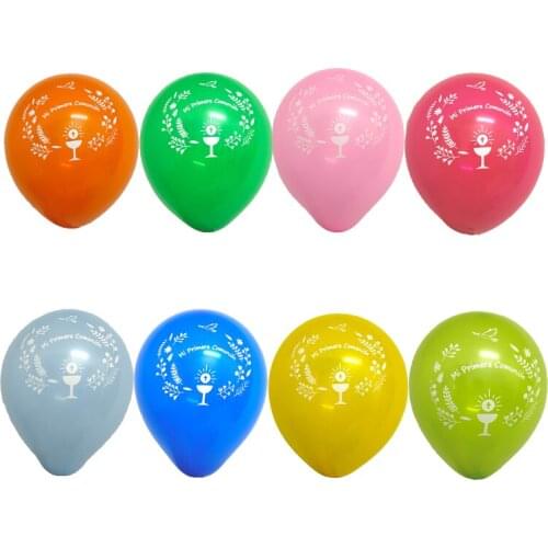 50pcs 10inch Mixed Color My First Holy Communion Latex Balloons Mi Primera Comunión Matte Balloon Boy Girl Baptism Decoration