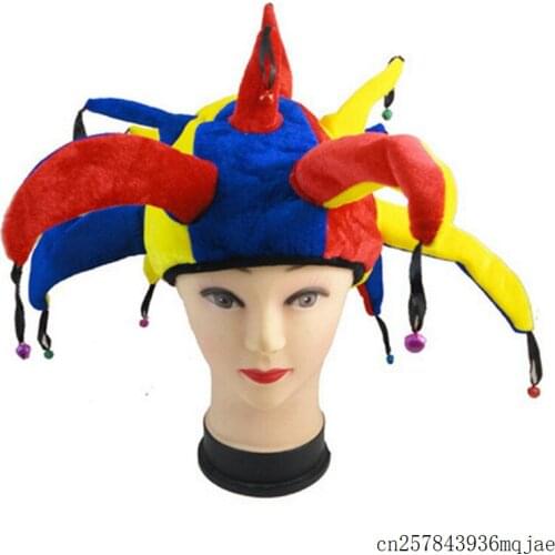 50pcs Clown Hat Halloween Masquerade Decoration Cosplay Hats Clown Colorful Adult Child With Small Bell Carnival