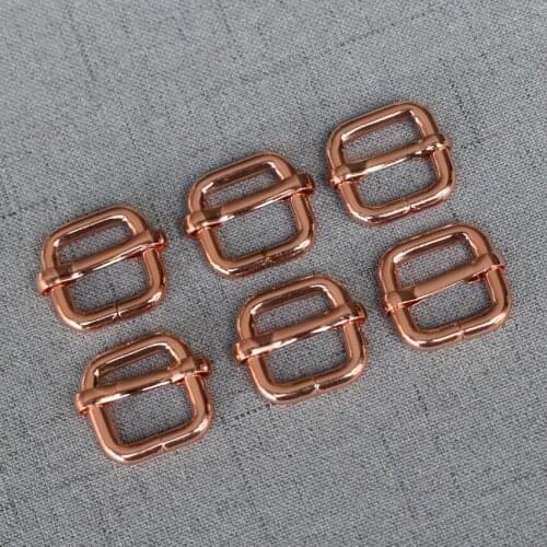 50 Pieces 15mm Rose Gold Metal adjustable buckle webbing belt buckle use for DIY handbag bag pet product durable adjuster15LXK-m